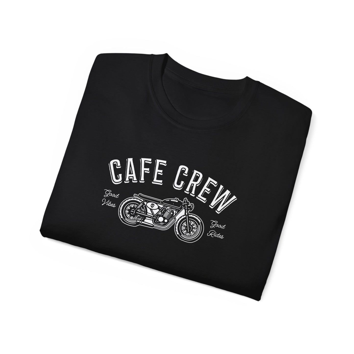 Cafe Crew Good Vibes & Good Rides Front Logo Tee